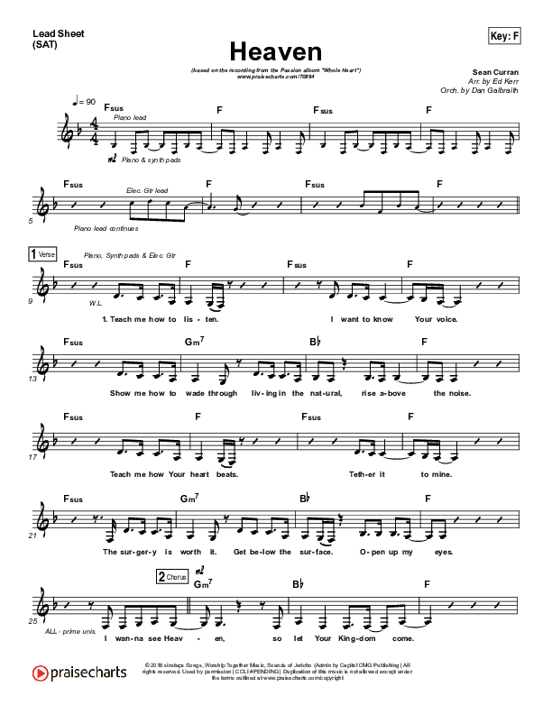 Heaven Lead Sheet (SAT) (Passion / Sean Curran)