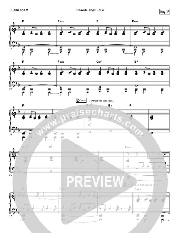 Heaven Piano Sheet (Passion / Sean Curran)