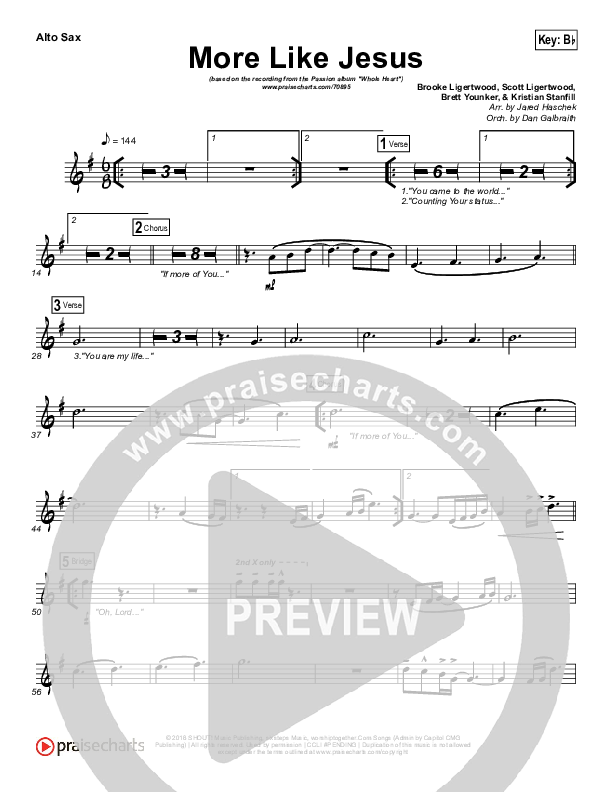 More Like Jesus Sax Pack (Passion / Kristian Stanfill)