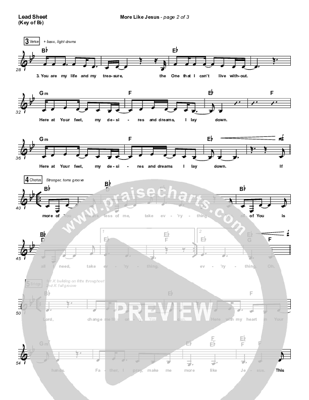 More Like Jesus Lead Sheet (Mel) (Passion / Kristian Stanfill)