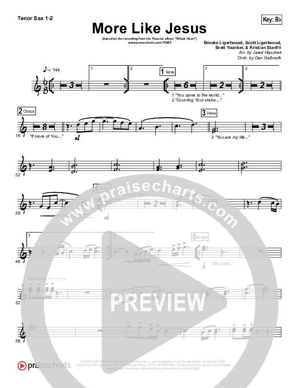 More Like Jesus Tenor Sax 1,2 (Passion / Kristian Stanfill)