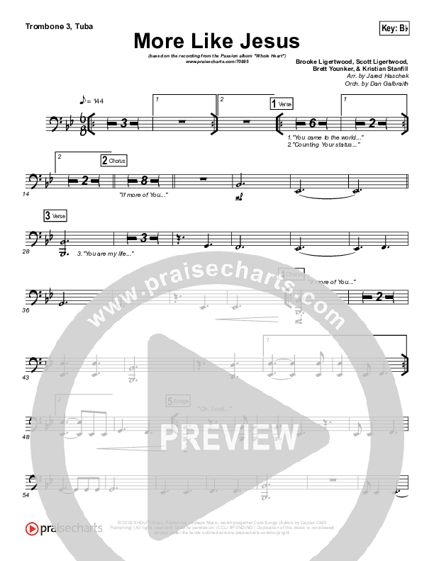 More Like Jesus Trombone 3/Tuba (Passion / Kristian Stanfill)
