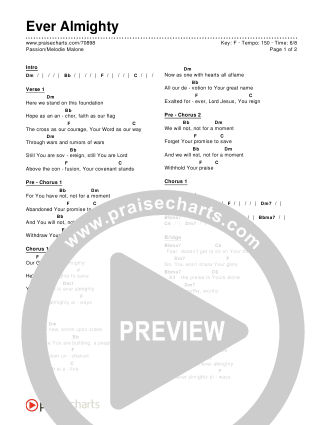 Ever Almighty Chords & Lyrics (Passion / Melodie Malone)