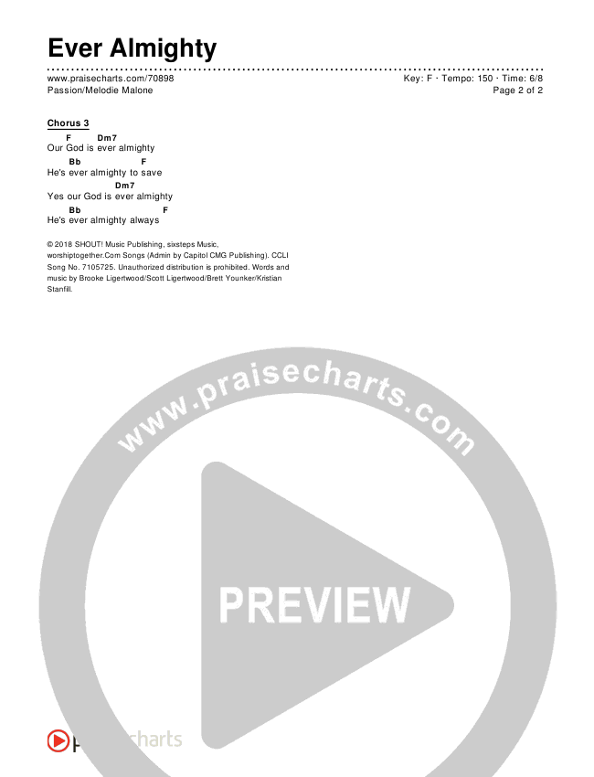Ever Almighty Chords & Lyrics (Passion / Melodie Malone)