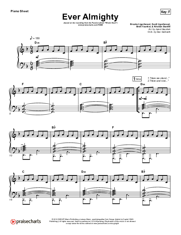 Ever Almighty Piano Sheet (Passion / Melodie Malone)