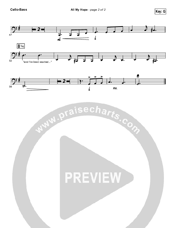 All My Hope Cello/Bass (Passion / Crowder / Tauren Wells)