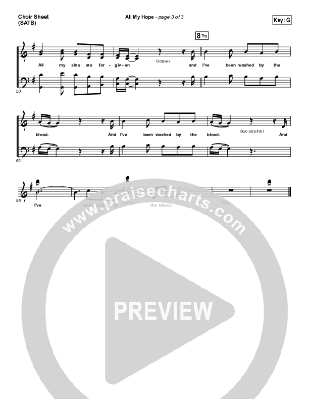 All My Hope Choir Sheet (SATB) (Passion / Crowder / Tauren Wells)