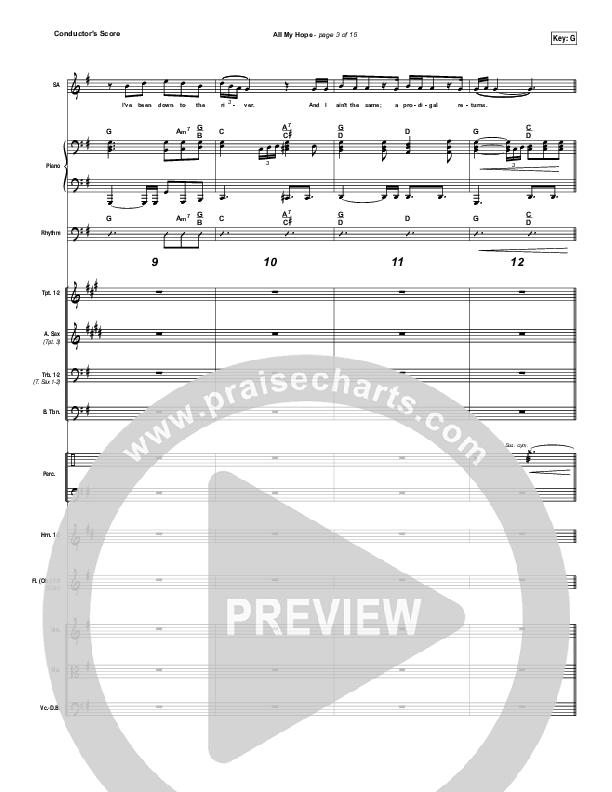 All My Hope Conductor's Score (Passion / Crowder / Tauren Wells)