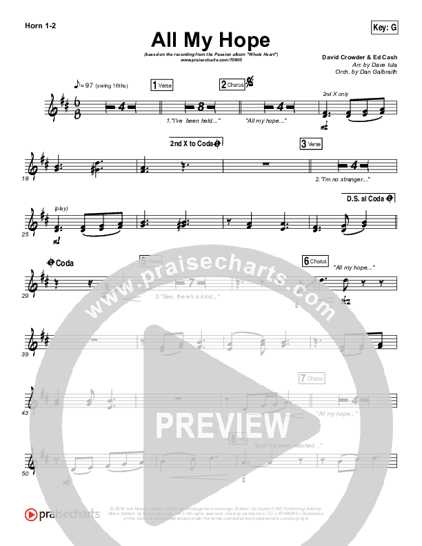 All My Hope French Horn 1/2 (Passion / Crowder / Tauren Wells)