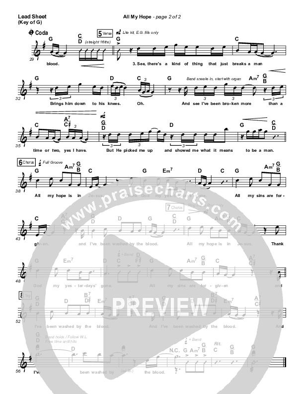 All My Hope Lead Sheet (Melody) (Passion / Crowder / Tauren Wells)