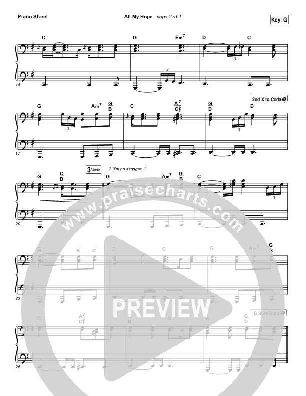 All My Hope Piano Sheet (Passion / Crowder / Tauren Wells)