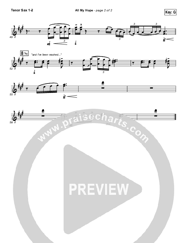 All My Hope Tenor Sax 1/2 (Passion / Crowder / Tauren Wells)