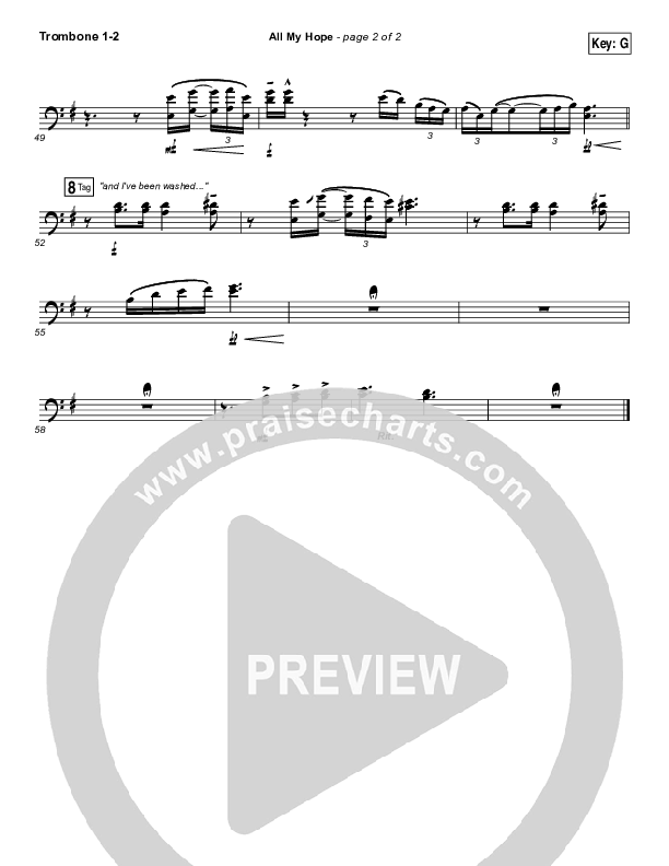 All My Hope Trombone 1/2 (Passion / Crowder / Tauren Wells)