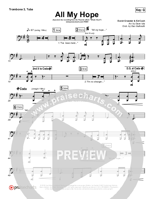All My Hope Trombone 3/Tuba (Passion / Crowder / Tauren Wells)