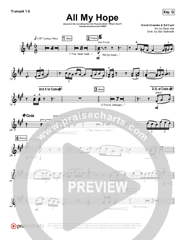 All My Hope Trumpet 1,2 (Passion / Crowder / Tauren Wells)