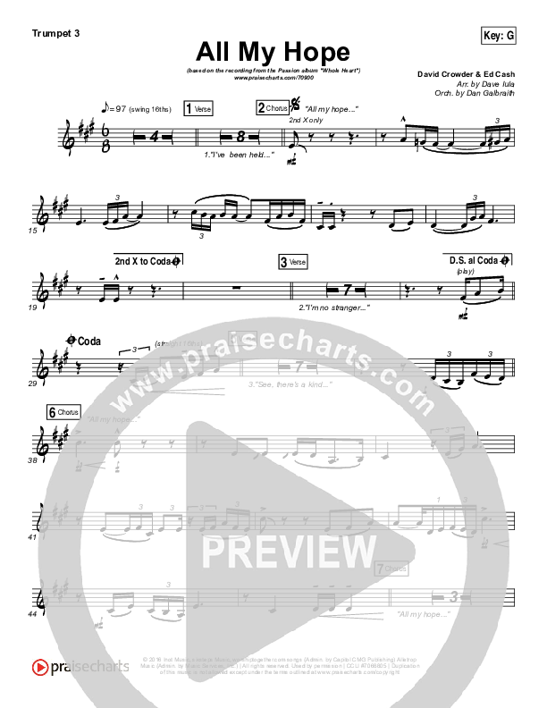 All My Hope Trumpet 3 (Passion / Crowder / Tauren Wells)