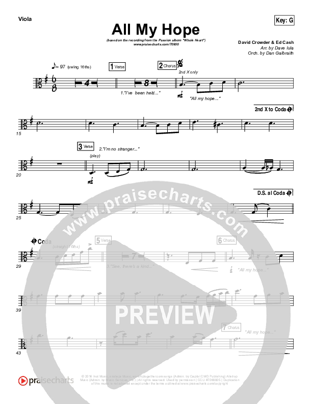 All My Hope Viola (Passion / Crowder / Tauren Wells)