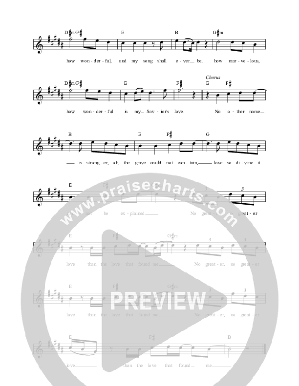 No Greater Love (How Marvelous) Lead Sheet (Greg Sykes)