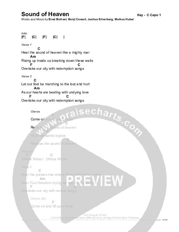 Sound Of Heaven Chords & Lyrics (Brad & Rebekah)