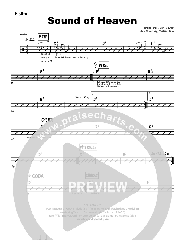 Sound Of Heaven Rhythm Chart (Brad & Rebekah)