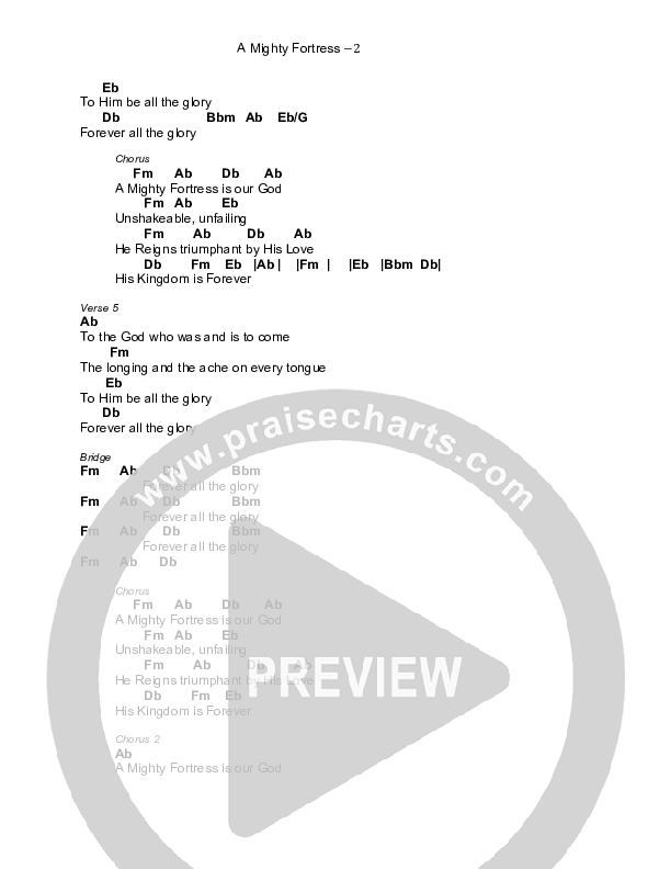 A Mighty Fortress Chords & Lyrics (Brad & Rebekah)