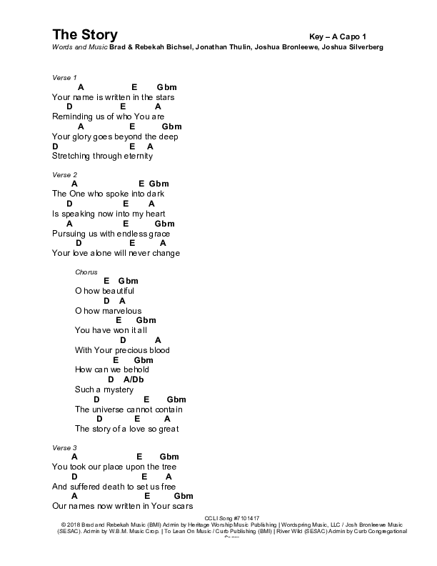 The Story Chords & Lyrics (Brad & Rebekah)