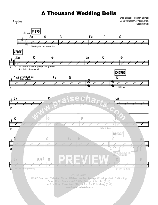 A Thousand Wedding Bells Rhythm Chart (Brad & Rebekah)