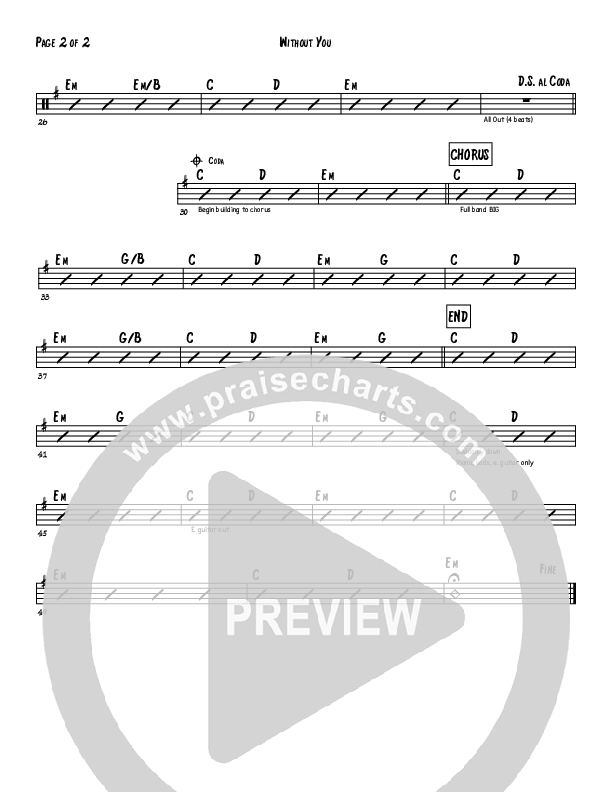 Without You Rhythm Chart (Brad & Rebekah)