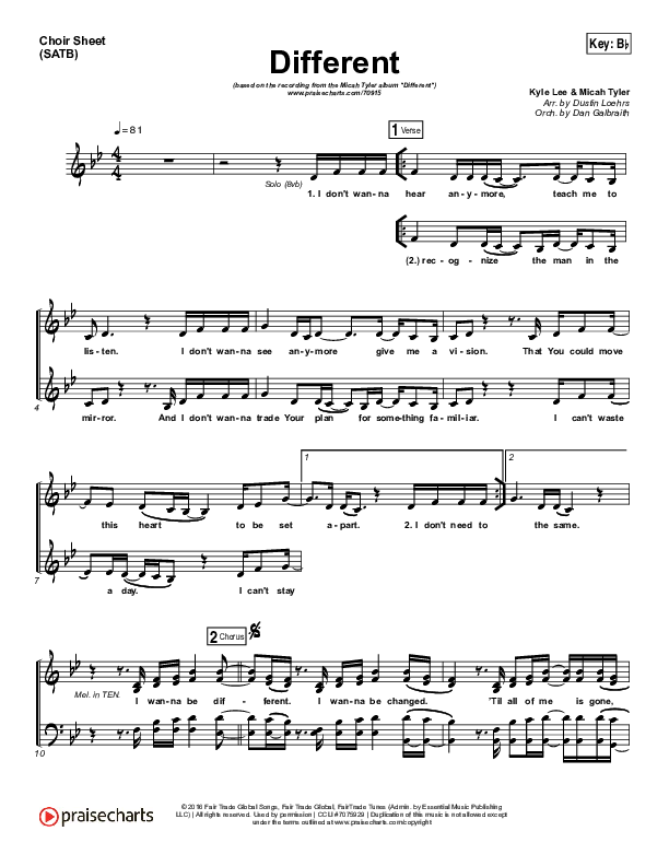 Different Choir Sheet (SATB) (Micah Tyler)
