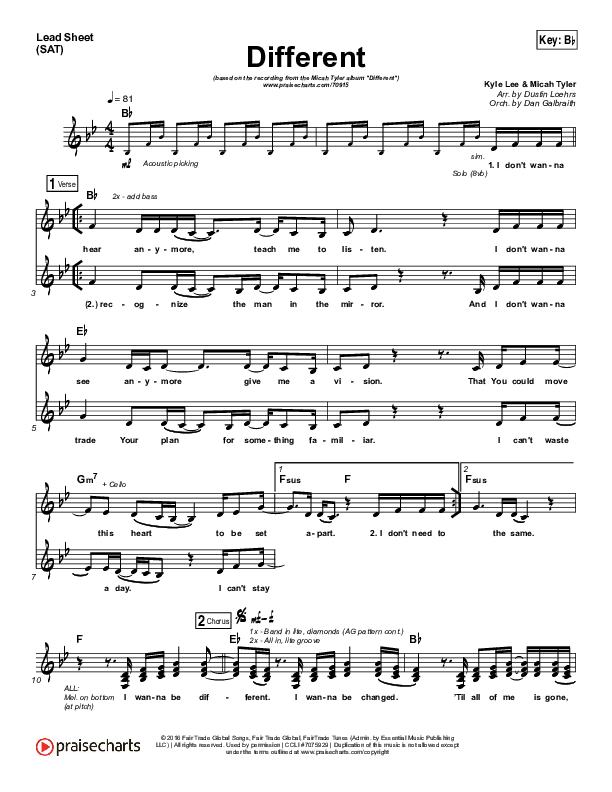 Different Lead Sheet (SAT) (Micah Tyler)