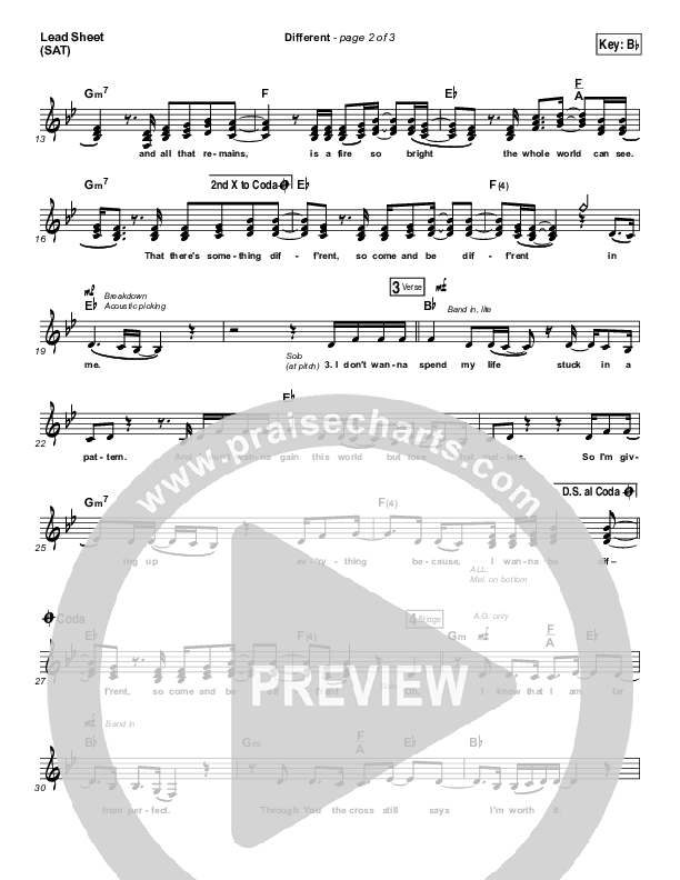 Different Lead Sheet (SAT) (Micah Tyler)