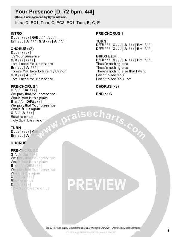 Your Presence Chords & Lyrics (River Valley Worship)