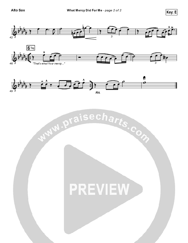 What Mercy Did For Me Alto Sax (People & Songs / Crystal Yates / Micah Tyler / Joshua Sherman)