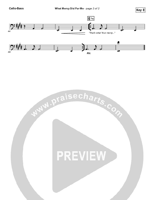 What Mercy Did For Me Cello/Bass (People & Songs / Crystal Yates / Micah Tyler / Joshua Sherman)