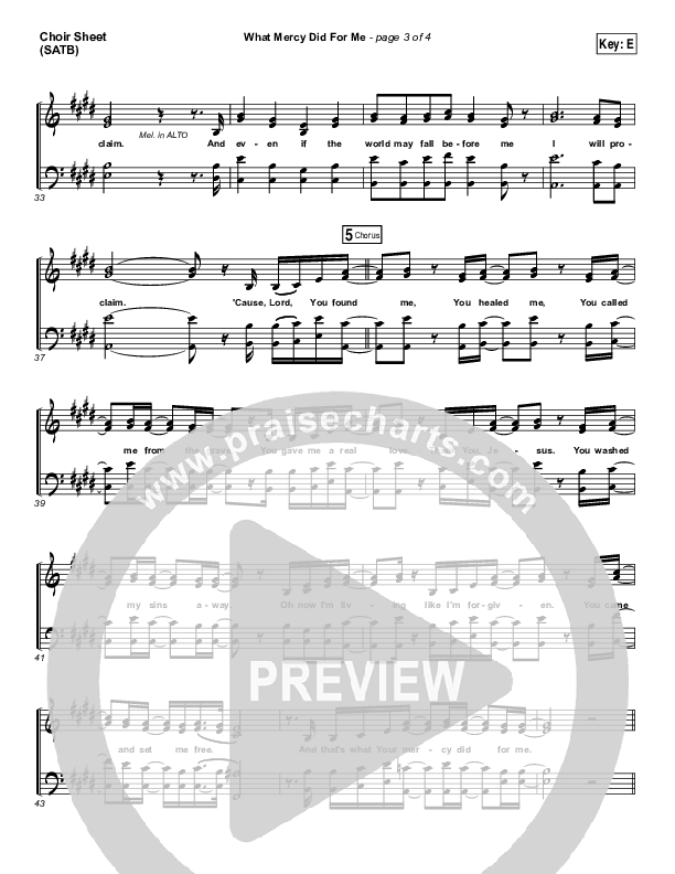 What Mercy Did For Me Choir Vocals (SATB) (People & Songs / Crystal Yates / Micah Tyler / Joshua Sherman)