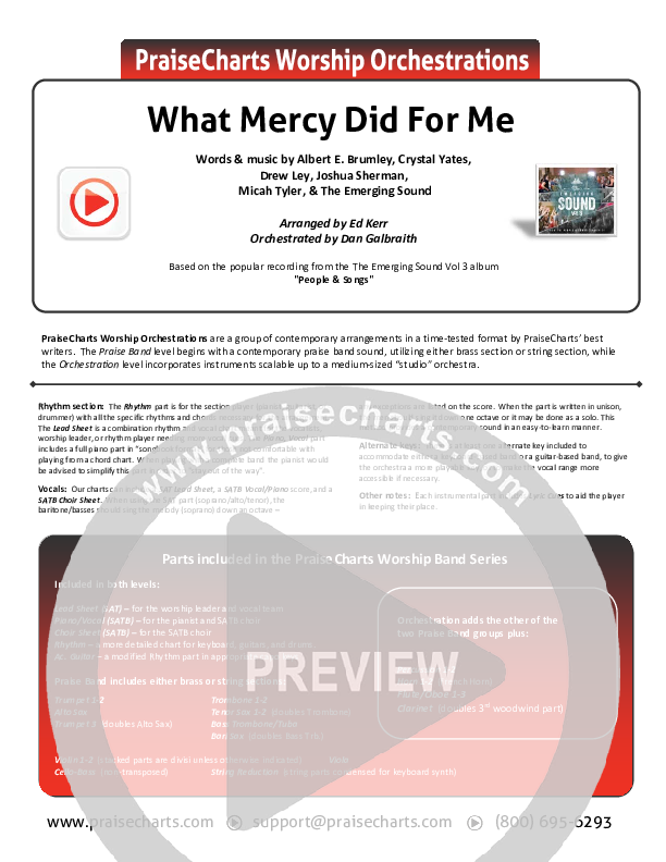 What Mercy Did For Me Cover Sheet (People & Songs / Crystal Yates / Micah Tyler / Joshua Sherman)