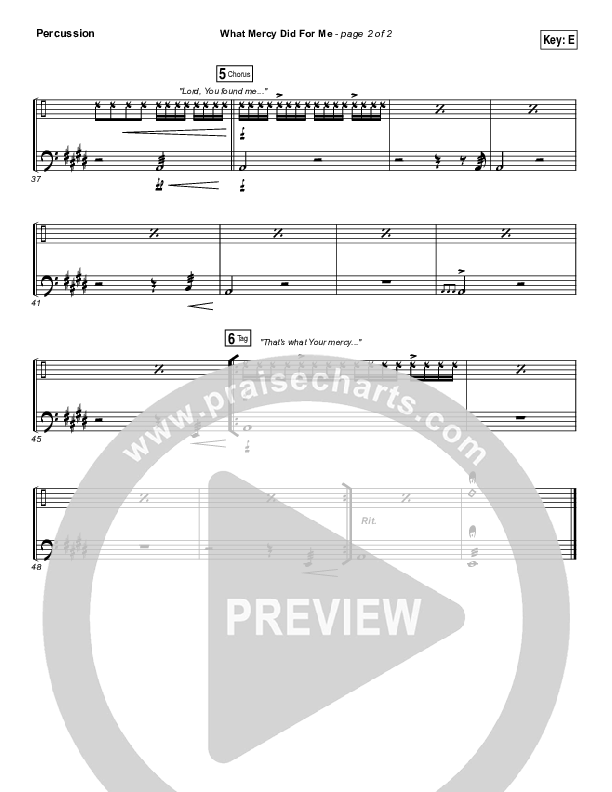 What Mercy Did For Me Percussion (People & Songs / Crystal Yates / Micah Tyler / Joshua Sherman)