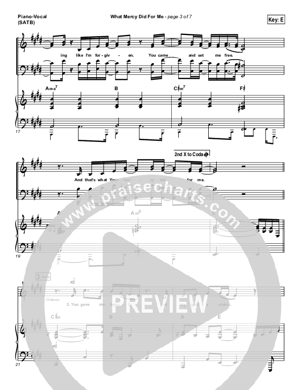 What Mercy Did For Me Piano/Vocal (SATB) (People & Songs / Crystal Yates / Micah Tyler / Joshua Sherman)