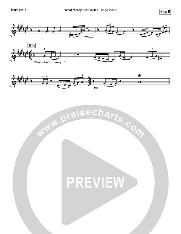 What Mercy Did For Me Trumpet 3 (People & Songs / Crystal Yates / Micah Tyler / Joshua Sherman)