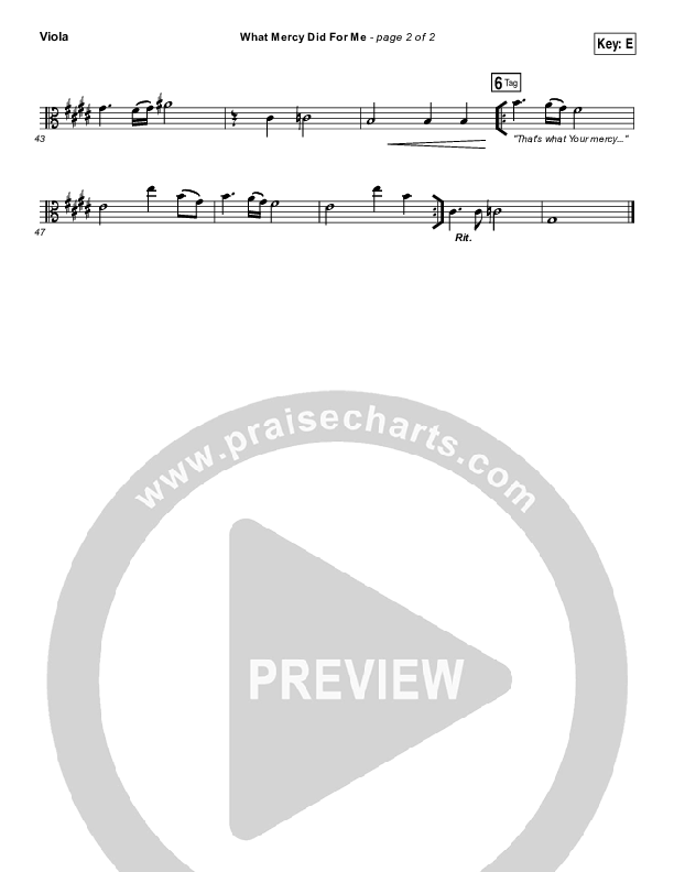 What Mercy Did For Me Viola (People & Songs / Crystal Yates / Micah Tyler / Joshua Sherman)