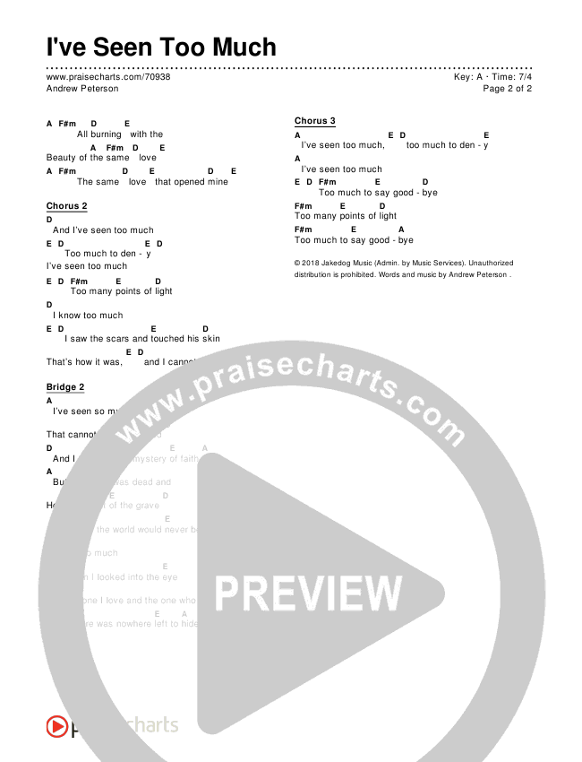 I've Seen Too Much Chords & Lyrics (Andrew Peterson)