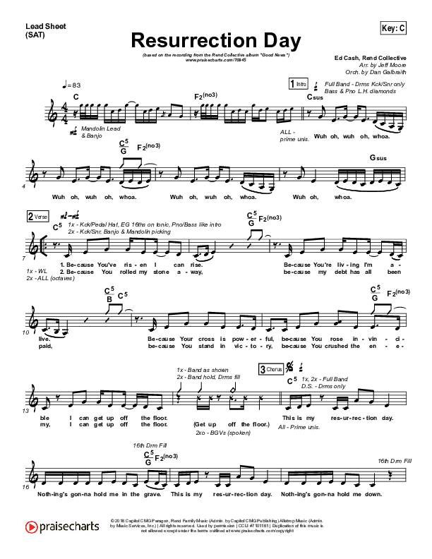 Resurrection Day Lead Sheet (SAT) (Rend Collective)
