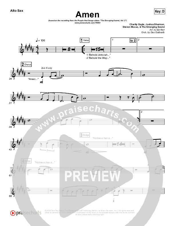 Amen Alto Sax (People & Songs / Charity Gayle / Joshua Sherman)