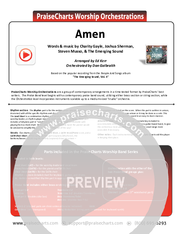 Amen Cover Sheet (People & Songs / Charity Gayle / Joshua Sherman)