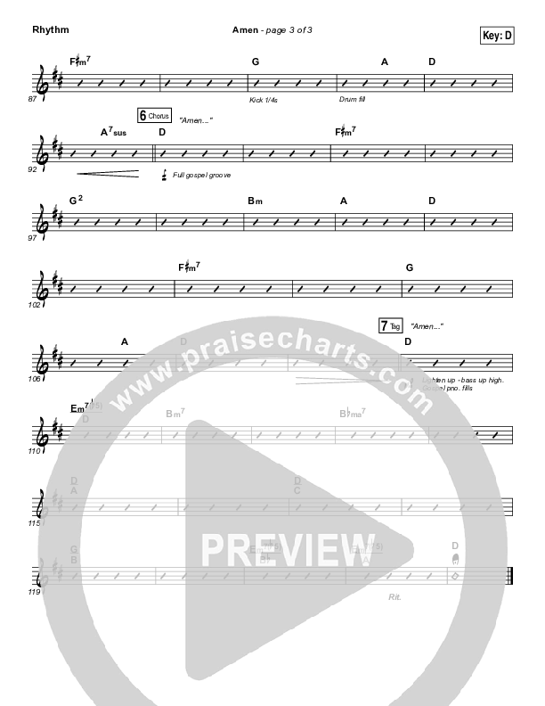 Amen Rhythm Chart (People & Songs / Charity Gayle / Joshua Sherman)