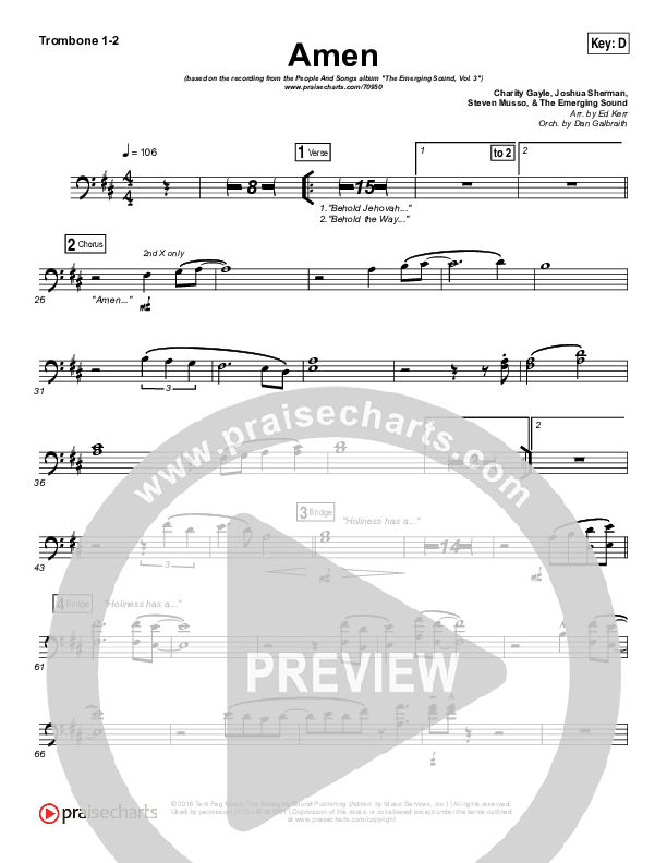 Amen Trombone 1/2 (People & Songs / Charity Gayle / Joshua Sherman)