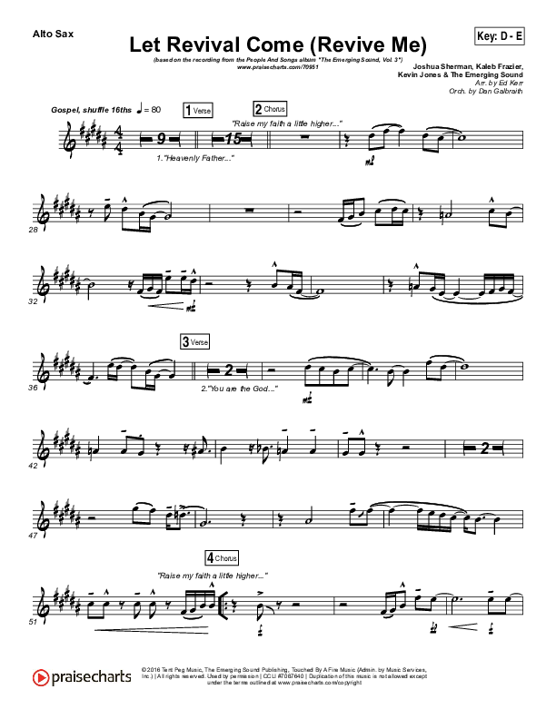 Let Revival Come (Revive Me) Alto Sax (People & Songs / Joshua Sherman / Kevin Jones)