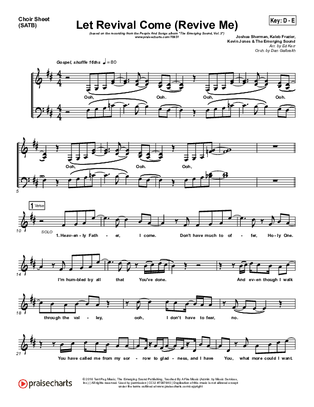 Let Revival Come (Revive Me) Choir Sheet (SATB) (People & Songs / Joshua Sherman / Kevin Jones)
