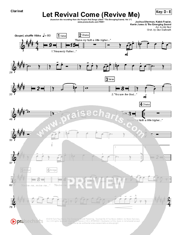 Let Revival Come (Revive Me) Clarinet (People & Songs / Joshua Sherman / Kevin Jones)