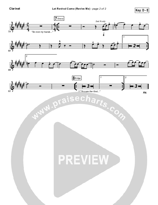 Let Revival Come (Revive Me) Clarinet (People & Songs / Joshua Sherman / Kevin Jones)